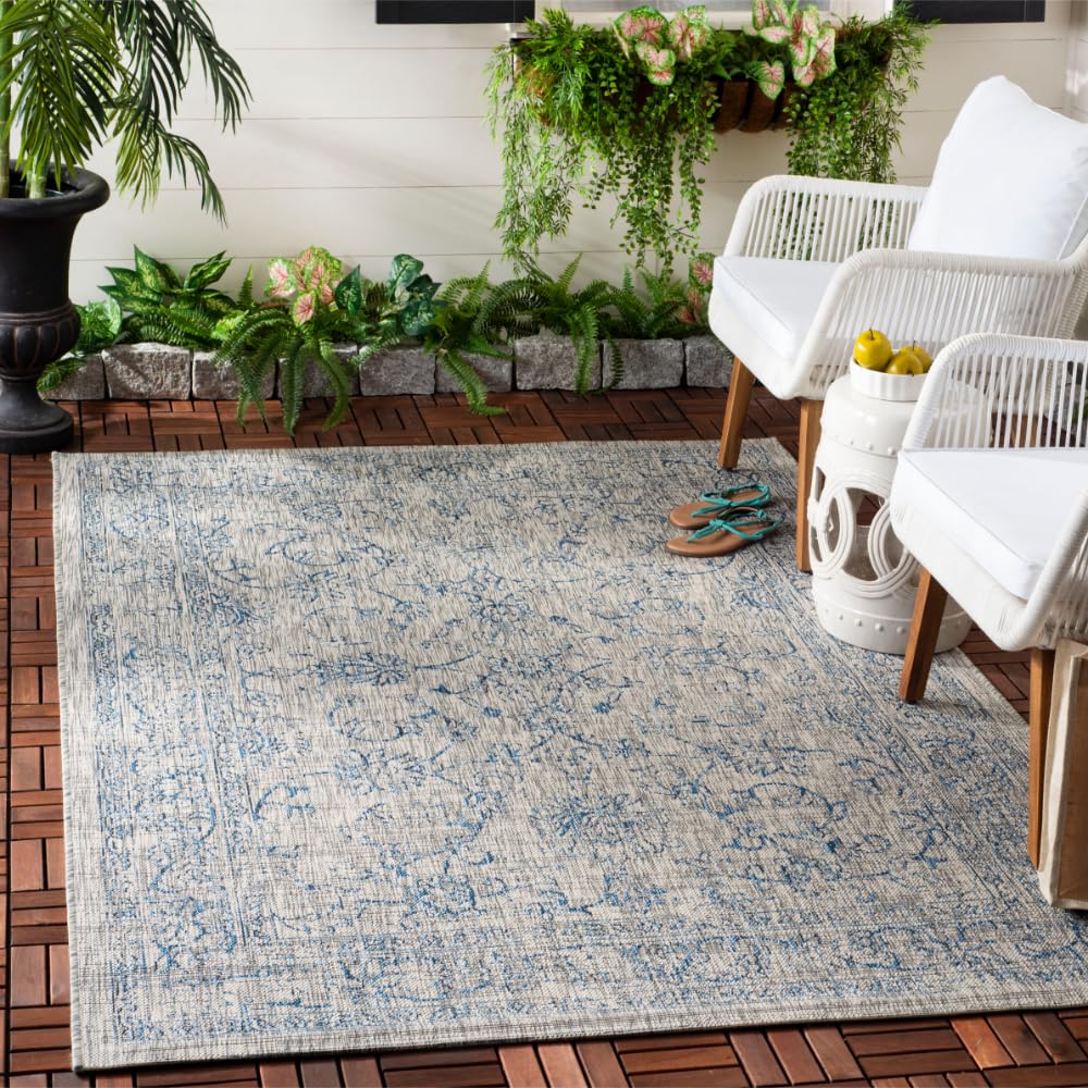 SAFAVIEH Courtyard Collection 8' x 10' Turquoise CY8680 Indoor/ Outside Waterproof Easy cleansingPatio Backyard Mudroom Area Mat