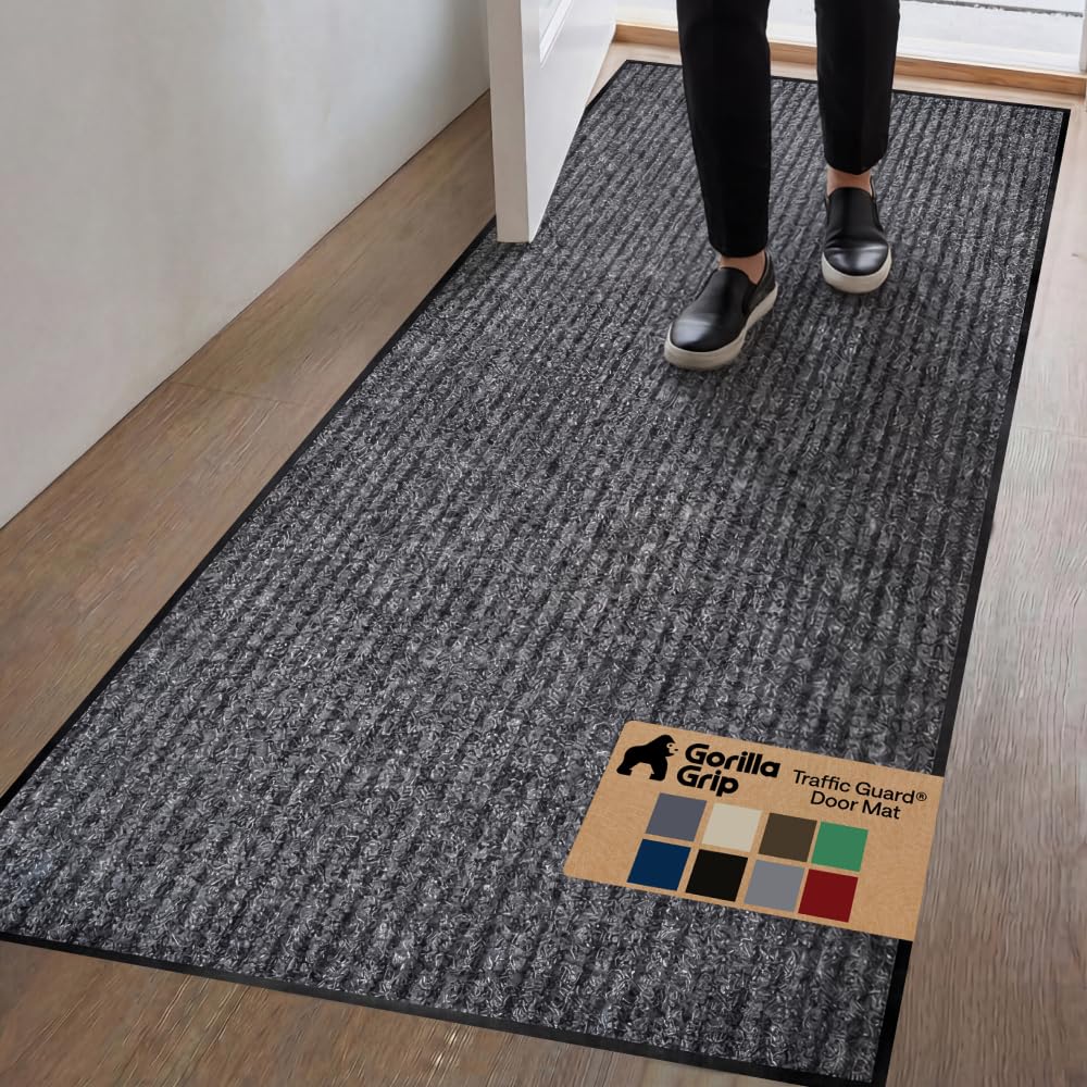 GORILLA GRIP Traffic Guard Indoor Outdoor Heavy Duty Door Mat, 72x48 Black