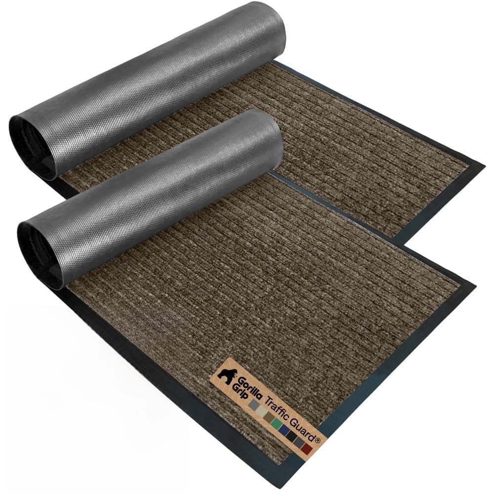 GORILLA GRIP Traffic Guard Indoor Outdoor Heavy Duty Door Mat, 72x48 Black