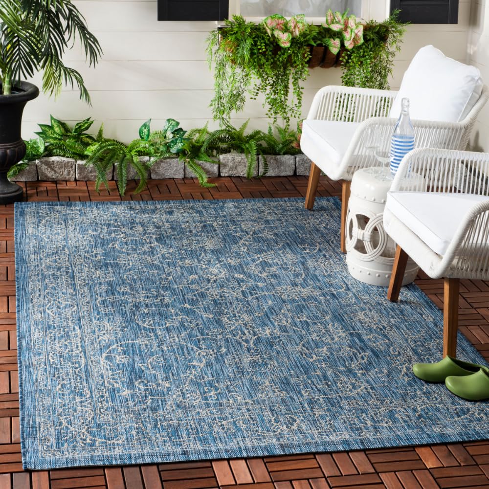 SAFAVIEH Courtyard Collection 8' x 10' Turquoise CY8680 Indoor/ Outside Waterproof Easy cleansingPatio Backyard Mudroom Area Mat