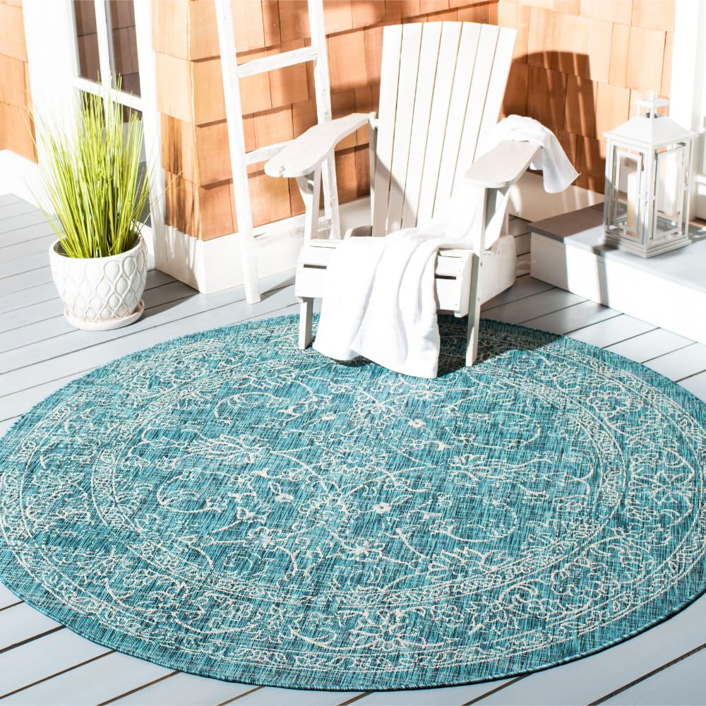SAFAVIEH Courtyard Collection 8' x 10' Turquoise CY8680 Indoor/ Outside Waterproof Easy cleansingPatio Backyard Mudroom Area Mat