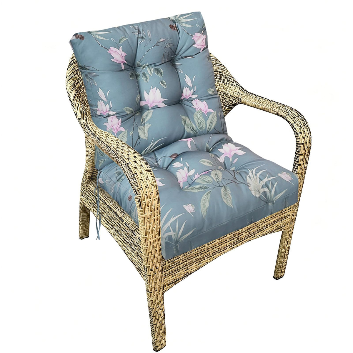 Outdoor Chair Cushions Waterproof Floral Tufted Lawn Wicker Chair Cushion for Patio Furniture Indoor Rocking Chair Pad 41.7"*20.8"*3.5" Hawaii