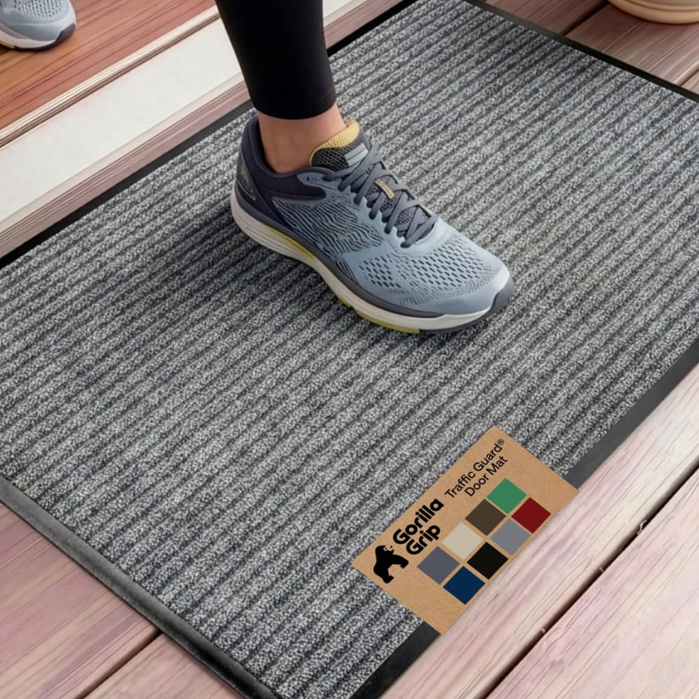GORILLA GRIP Traffic Guard Indoor Outdoor Heavy Duty Door Mat, 72x48 Black