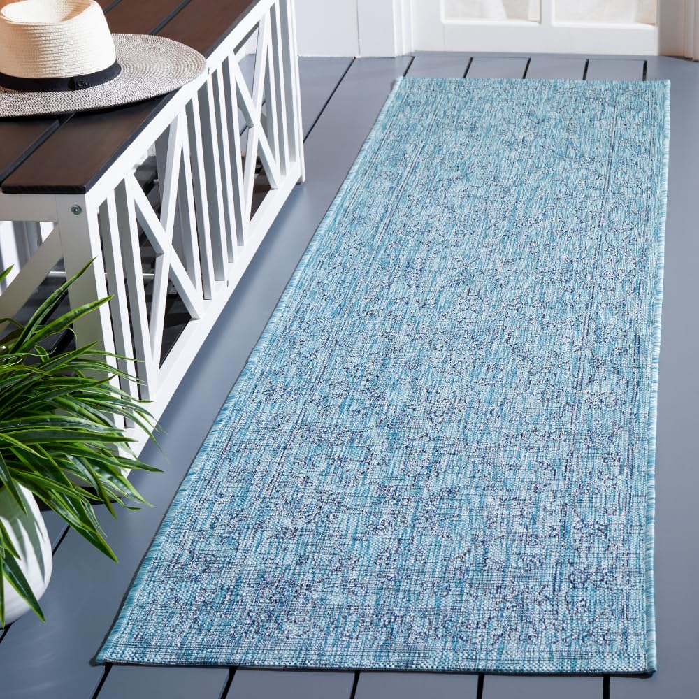 SAFAVIEH Courtyard Collection 8' x 10' Turquoise CY8680 Indoor/ Outside Waterproof Easy cleansingPatio Backyard Mudroom Area Mat