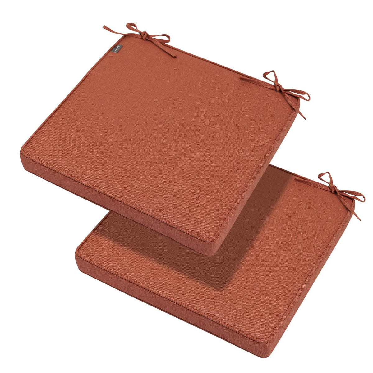 Magpie Fabrics Indoor Outdoor Waterproof Square Chair Cushion, 18" x 18" x 2.5", 2 Pack, Water Resistant Seat Cushions, for Patio Garden Office, Phoenix Red Orange