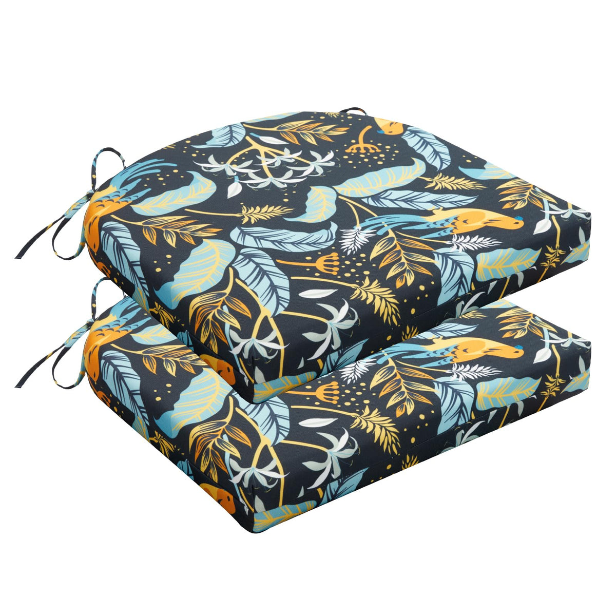 HARBOREST Outdoor Chair Cushions Set of 4, Water Resistant Patio Chair Cushions with Ties, Outdoor Seat Cushions for Patio Furniture, 17"x16"x2", Black/White Diamond