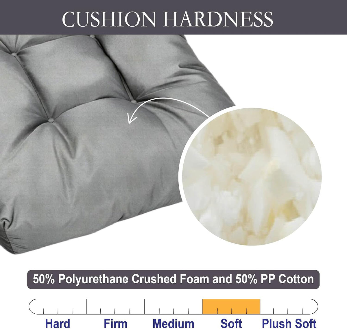 Outdoor Chair Cushions Set of 2 Patio Cushions 19x19x5”Waterproof &Fade Resistent Outdoor Cushion for Patio Furniture, Foam Filled Replacement Outdoors Seat Cushion for Dining Chairs, Gray