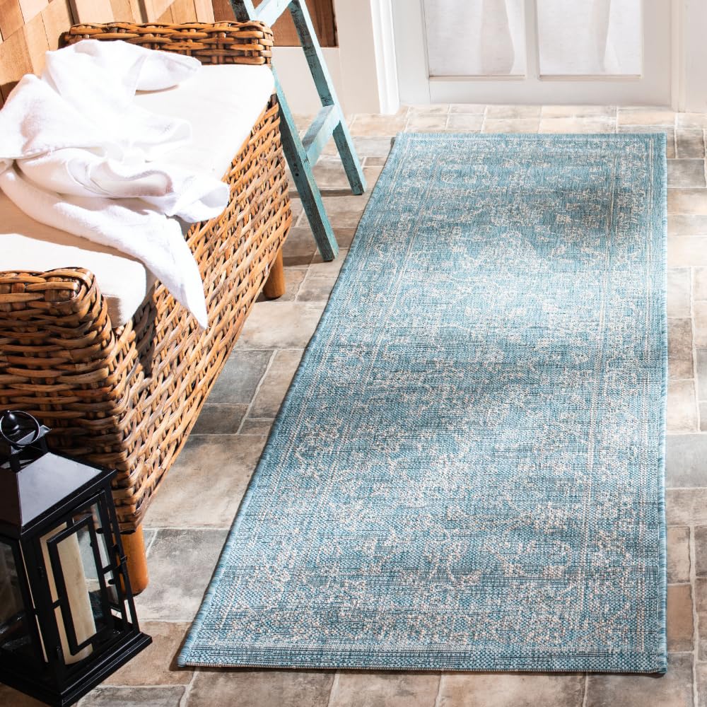 SAFAVIEH Courtyard Collection 8' x 10' Turquoise CY8680 Indoor/ Outside Waterproof Easy cleansingPatio Backyard Mudroom Area Mat