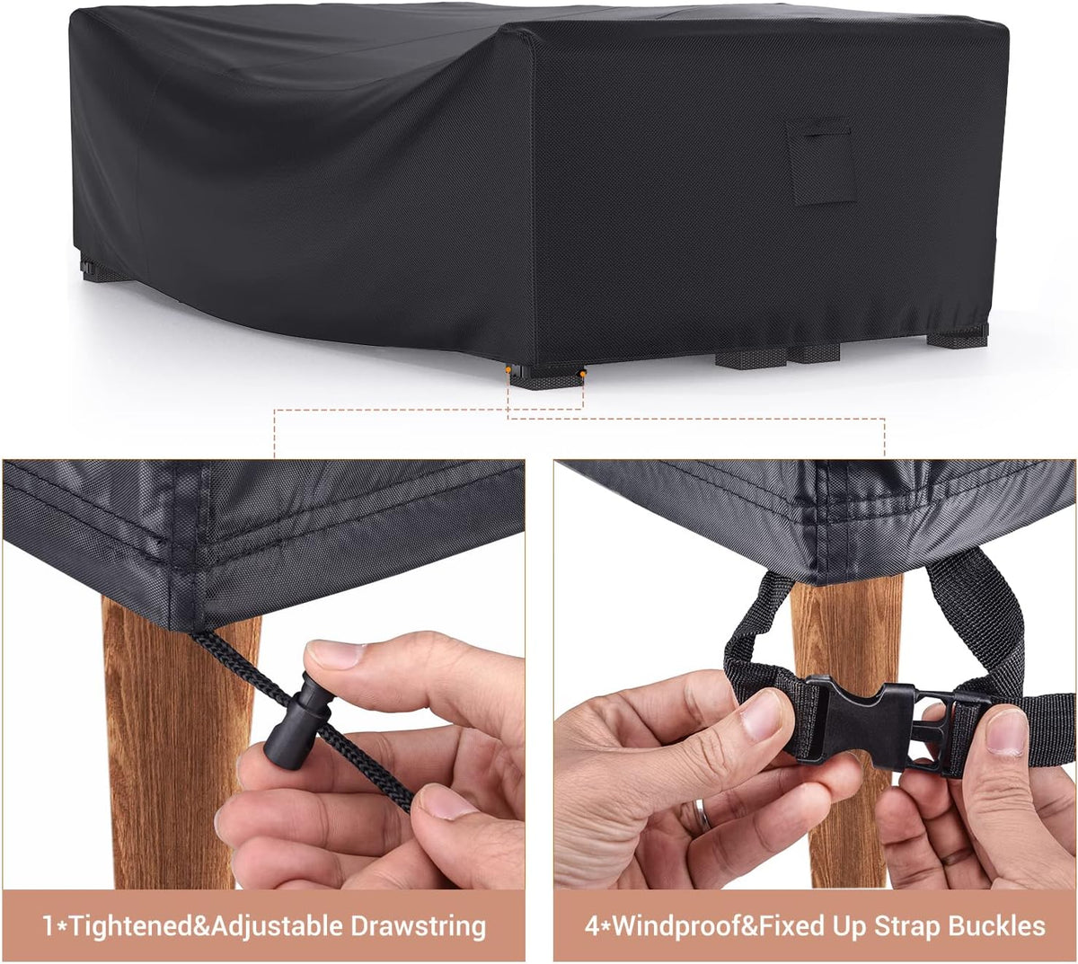 Mrrihand Outdoor Patio Furniture Covers Waterproof 90"Lx62"Wx28"H Black