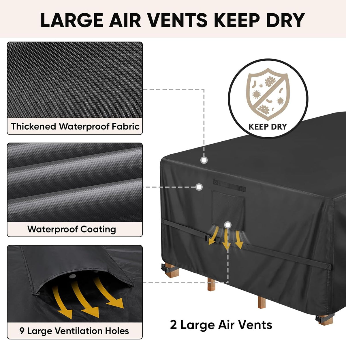 BALEINE Patio Furniture Covers Waterproof, Heavy Duty Outdoor Table Cover