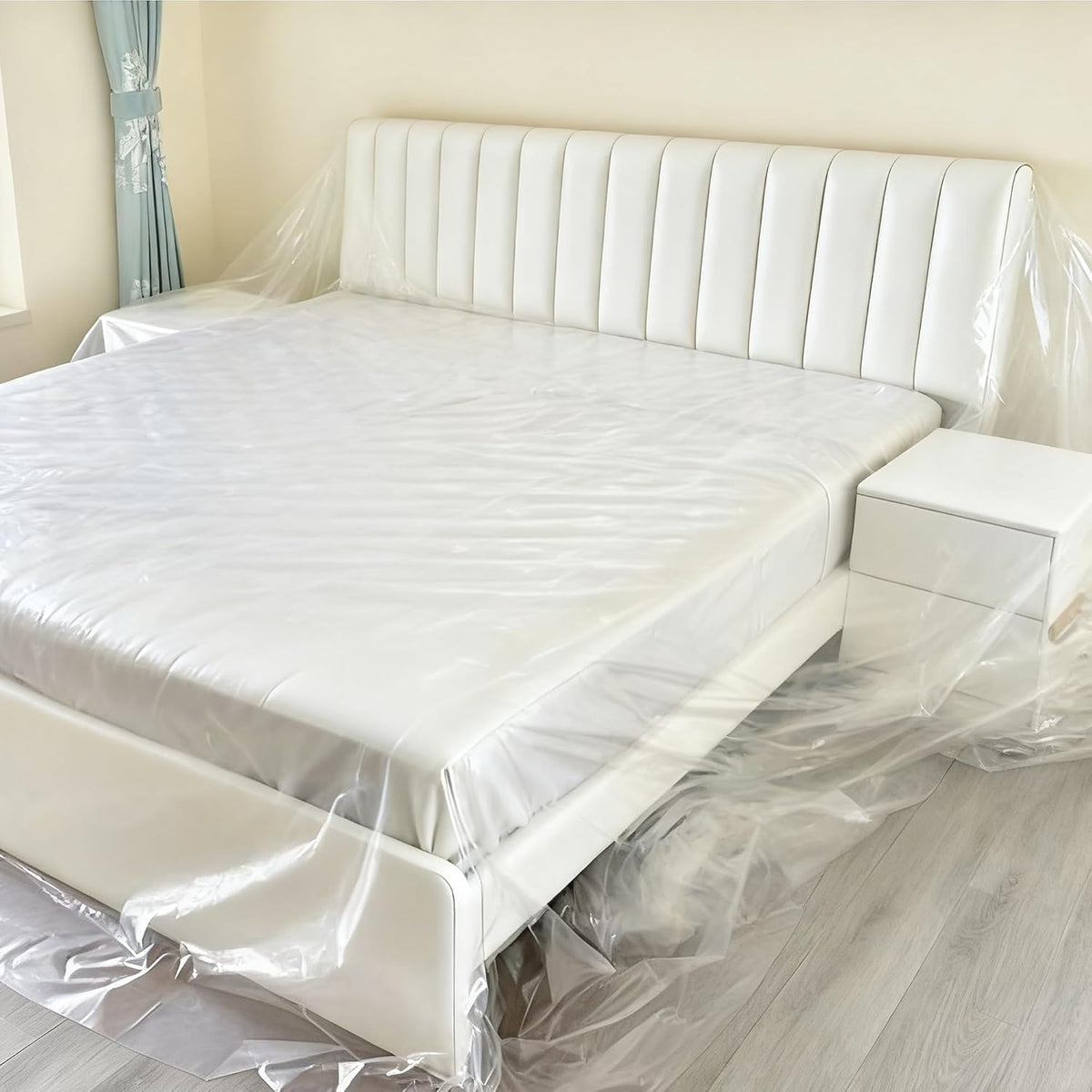 Plastic Bed Cover - Waterproof Furniture Sofa Couch Protector from Cat Full Extra Large King Queen Bed Storage Dust Cover for Moving