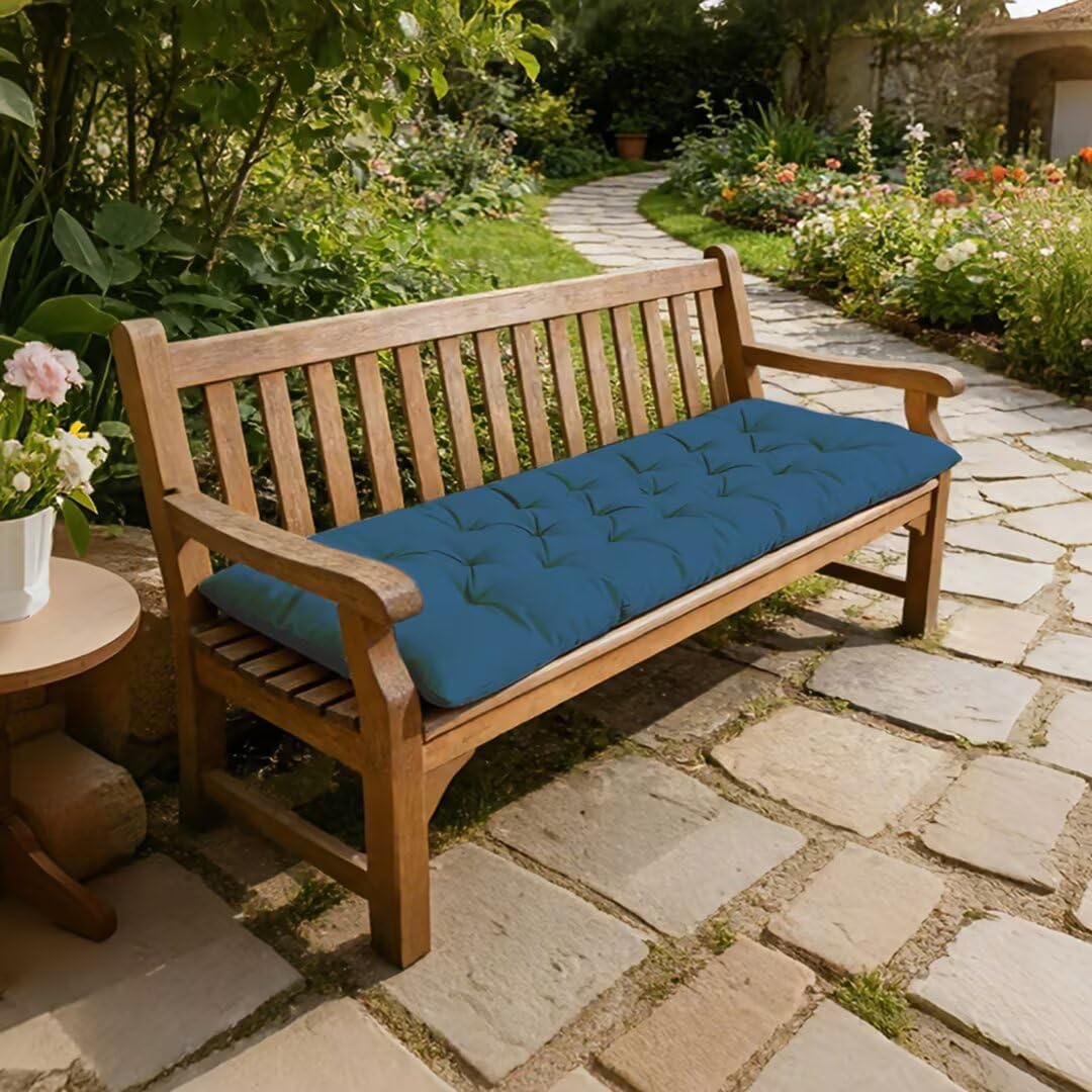 Outdoor Bench Cushion, Waterproof Seat Cushion for Outdoor/Indoor Furniture,Tufted Fade Resistant Bench Cushion for Patio Porch Swing Couch, 47"×20"×4",Black
