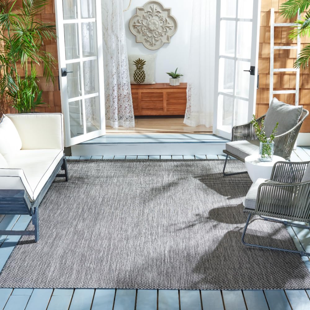 SAFAVIEH Washable Rug Outdoor Courtyard Collection - 8' x 10', Natural & Cream, Non-Shedding & Easy Cleaning, Ideal for Patio, Backyard, Mudroom, DIning Space (CY8521-03012)