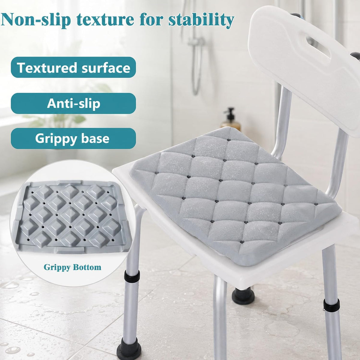 Shower Chair Cushion Waterproof, Shower Seat Cushion and Bath Bench Pad