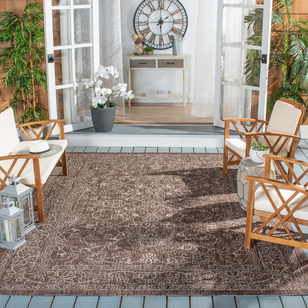 SAFAVIEH Courtyard Collection 8' x 10' Turquoise CY8680 Indoor/ Outside Waterproof Easy cleansingPatio Backyard Mudroom Area Mat