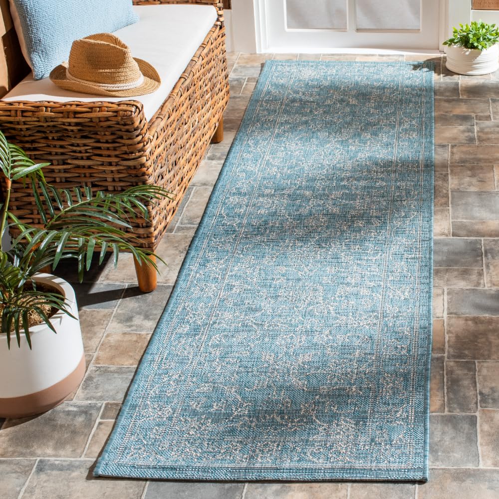 SAFAVIEH Courtyard Collection 8' x 10' Turquoise CY8680 Indoor/ Outside Waterproof Easy cleansingPatio Backyard Mudroom Area Mat