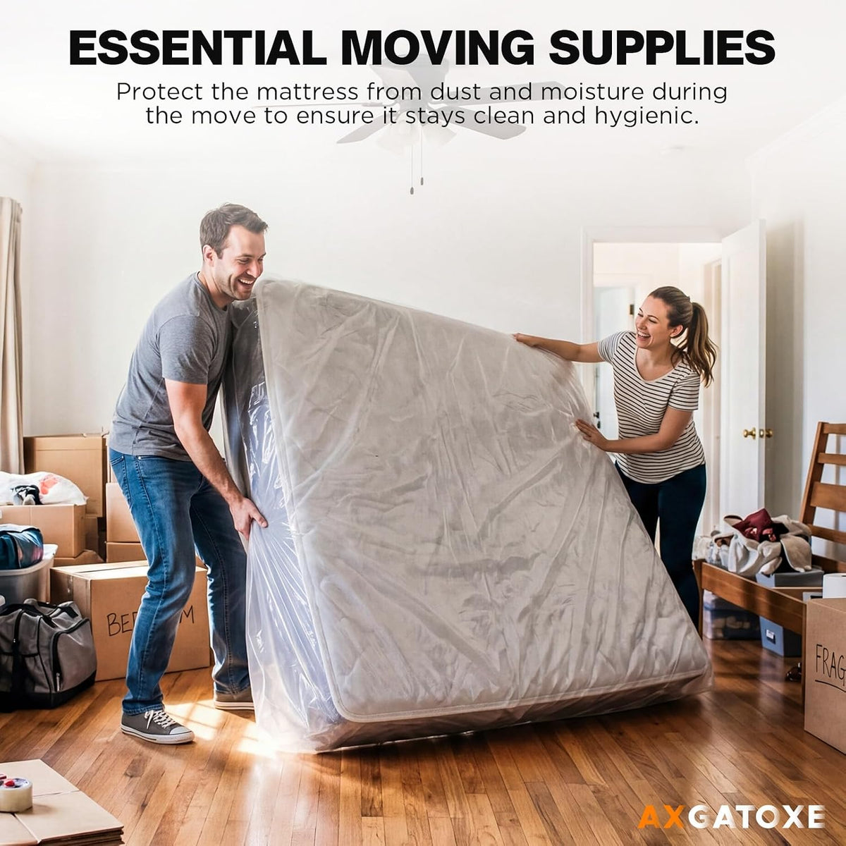 Axgatoxe Plastic Mattress Bag for Moving Storage, King Size (1.5MIL)