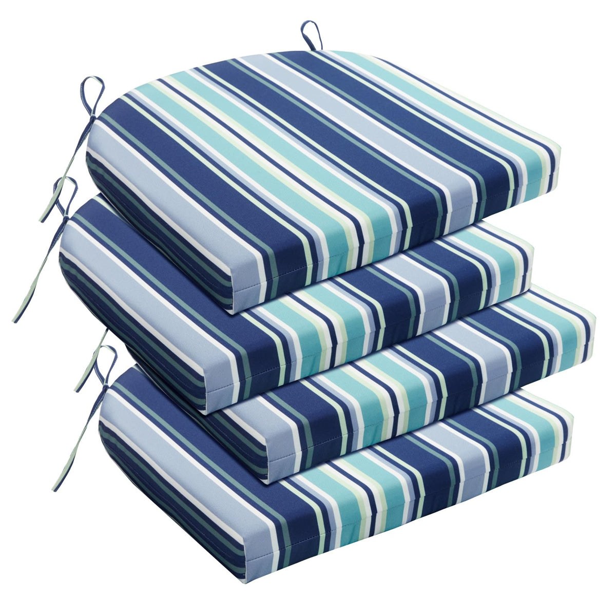 Basic Beyond Outdoor Chair Cushions Set of 4, Outdoor Cushions for Patio Furniture, Water Resistant Patio Chair Cushions with 2 Ties, 17x16x2, Black