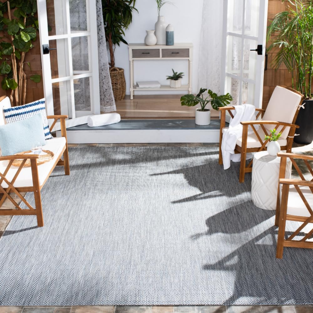 SAFAVIEH Courtyard Outdoor Area Rug 5'3"x7'7", Natural & Cream CY8022-03012