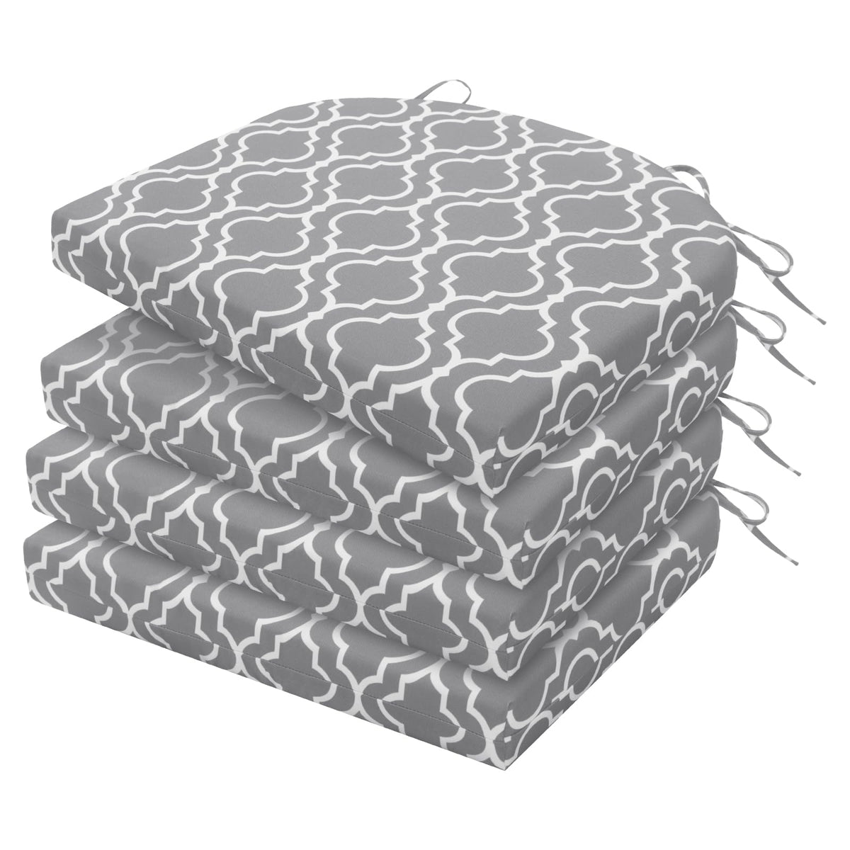 HARBOREST Outdoor Chair Cushions Set of 4, Water Resistant Patio Chair Cushions with Ties, Outdoor Seat Cushions for Patio Furniture, 17"x16"x2", Black/White Diamond