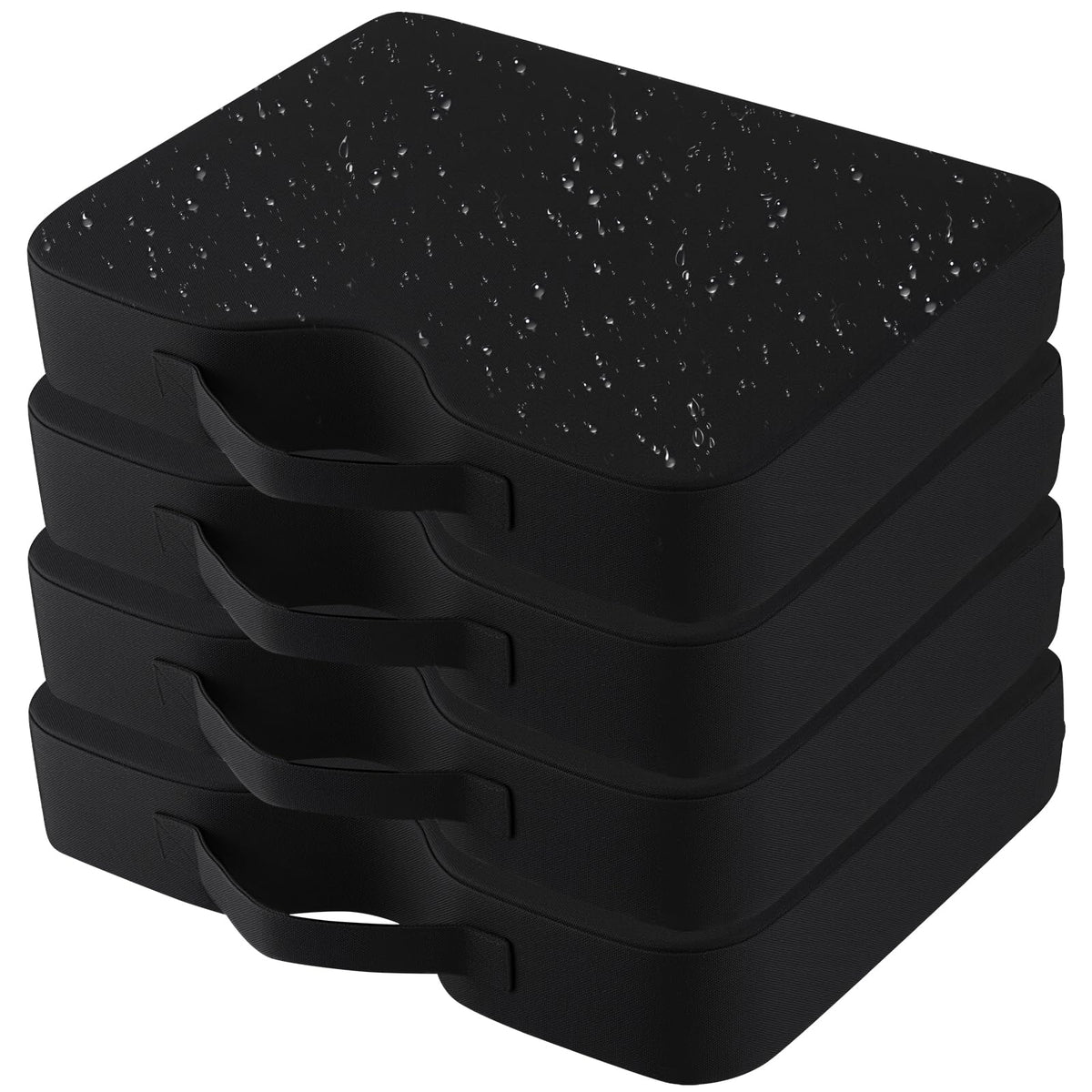 Stadium Seat Cushions 2-Pack 4-Pack, Extra Thick 2.5 Inches, Oxford Fabric, U-Shaped Ergonomic Design, Waterproof & Portable Bleacher Cushions with Carrying Handle (Black, 2-Pack)