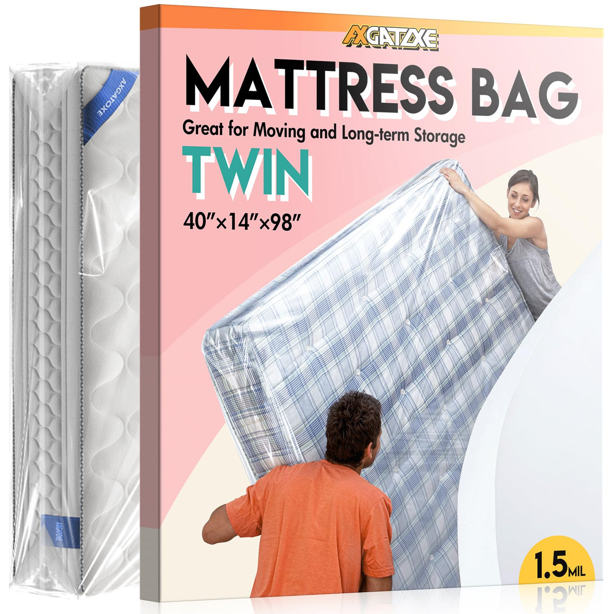 Axgatoxe Plastic Mattress Bag for Moving Storage, King Size (1.5MIL)
