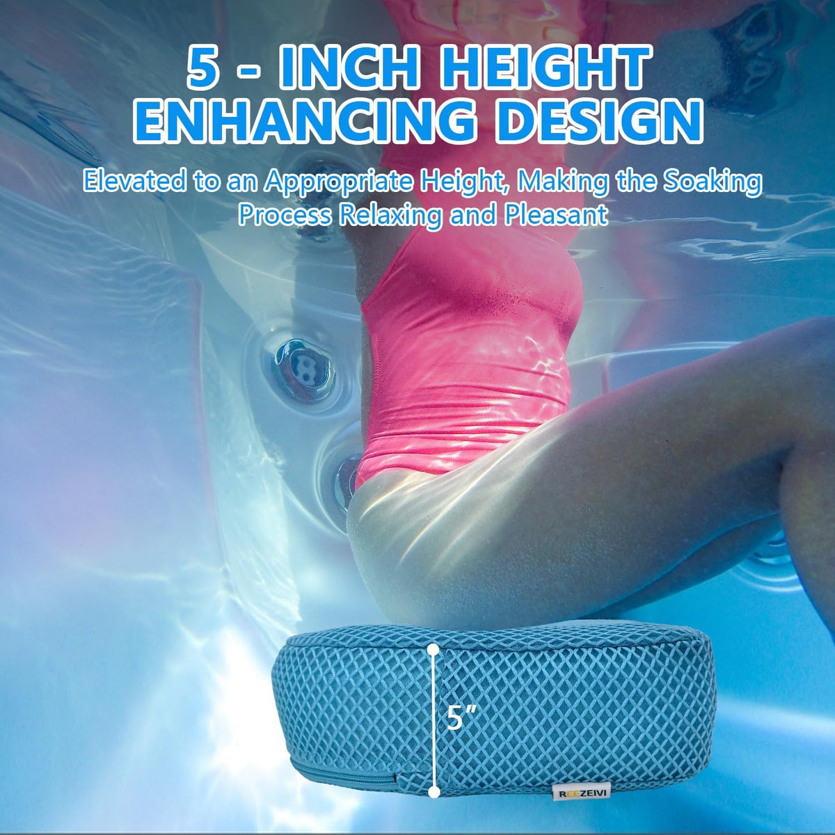 REEZEIVI 5in Thick Hot Tub Booster Seat,Weighted Non-Slip Washable Cushion