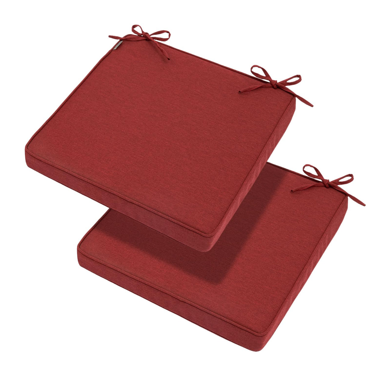Magpie Fabrics Indoor Outdoor Waterproof Square Chair Cushion, 18" x 18" x 2.5", 2 Pack, Water Resistant Seat Cushions, for Patio Garden Office, Phoenix Red Orange