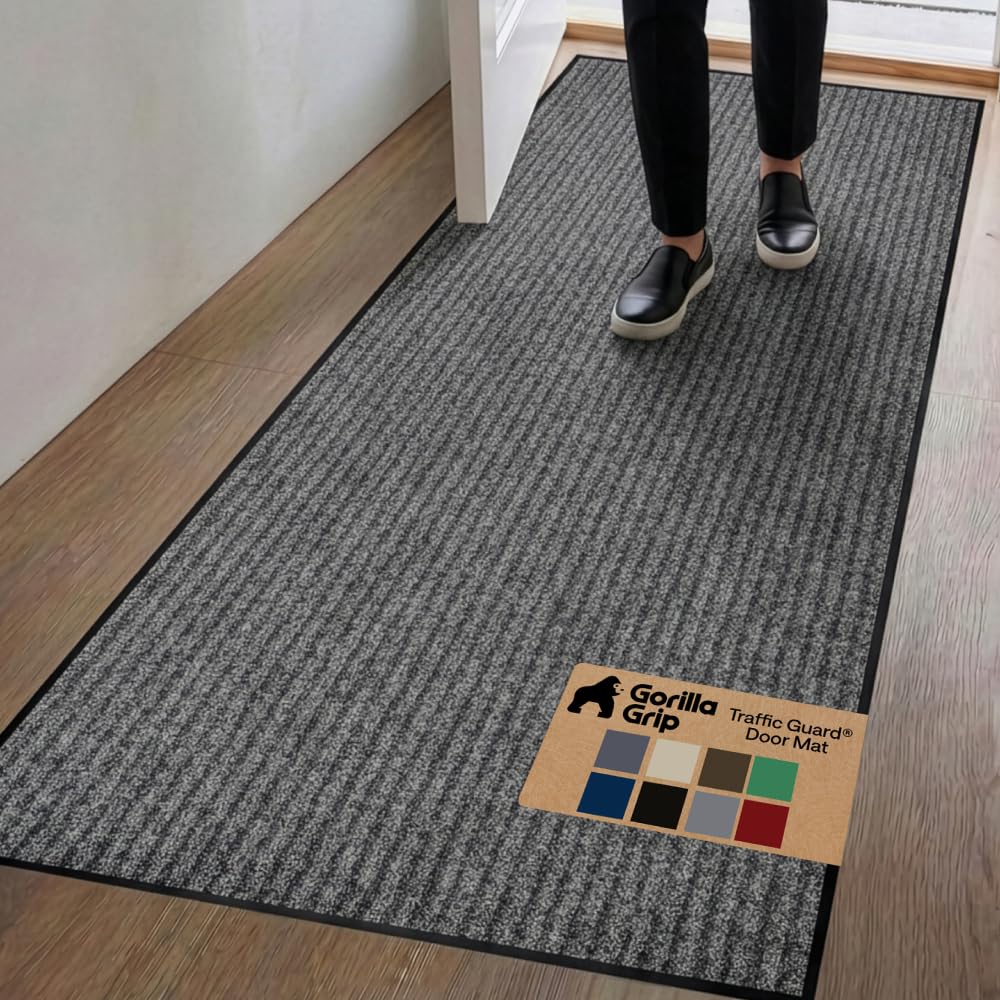 GORILLA GRIP Traffic Guard Indoor Outdoor Heavy Duty Door Mat, 72x48 Black