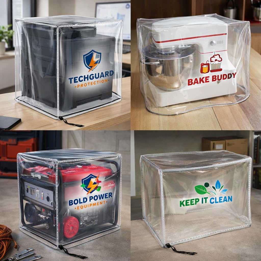 Custom Clear PVC Dust Cover, Transparent Protective Cover, Made to Measure Size, Waterproof & Dustproof, Visible Storage Cover for Equipment & Display
