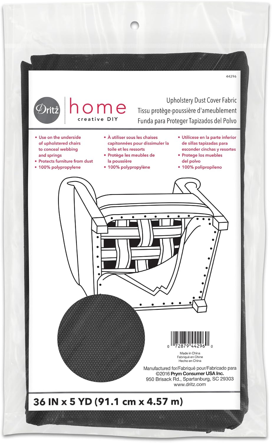 Prym Dritz Dritz Home Dust Cover Upholstery Fabric 36"X5 Yards-Charcoal