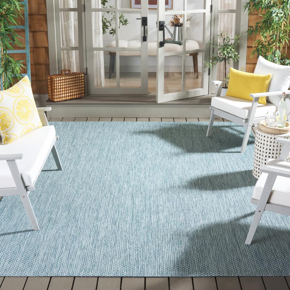SAFAVIEH Washable Rug Outdoor Courtyard Collection - 8' x 10', Natural & Cream, Non-Shedding & Easy Cleaning, Ideal for Patio, Backyard, Mudroom, DIning Space (CY8521-03012)