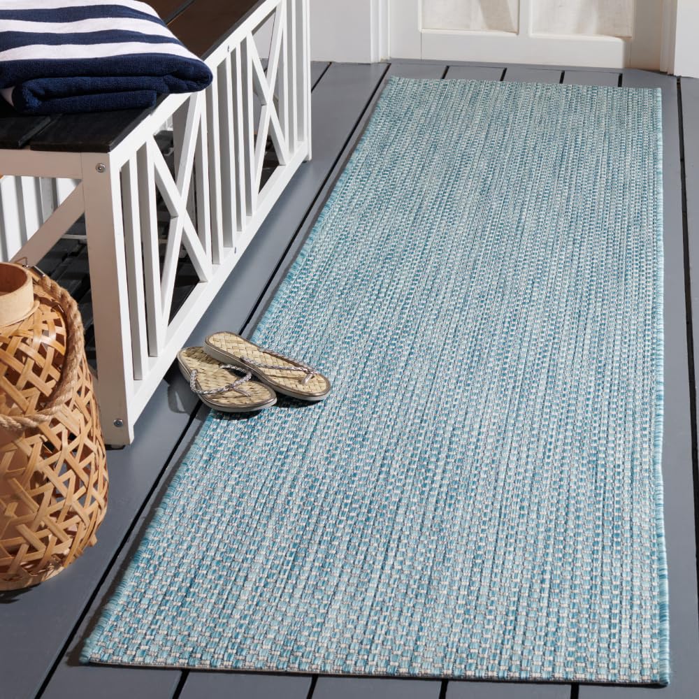 SAFAVIEH Washable Rug Outdoor Courtyard Collection - 8' x 10', Natural & Cream, Non-Shedding & Easy Cleaning, Ideal for Patio, Backyard, Mudroom, DIning Space (CY8521-03012)