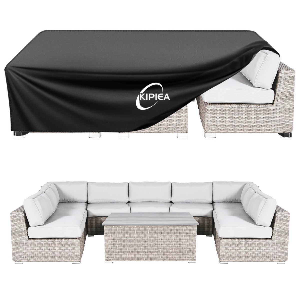 Kipiea Patio Furniture Covers Waterproof Winter, Heavy-Duty Outdoor Furniture Set Covers for Table Chairs, Anti-UV, No Tears or Fading (110" L x 84" W x 28" H)