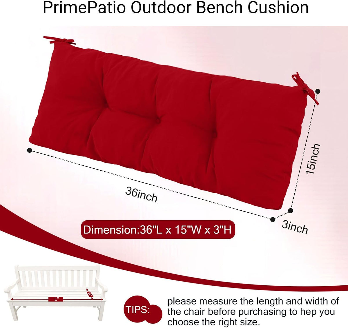 Outdoor Bench Cushion Waterproof, Tufted Bench Seat Cushion
