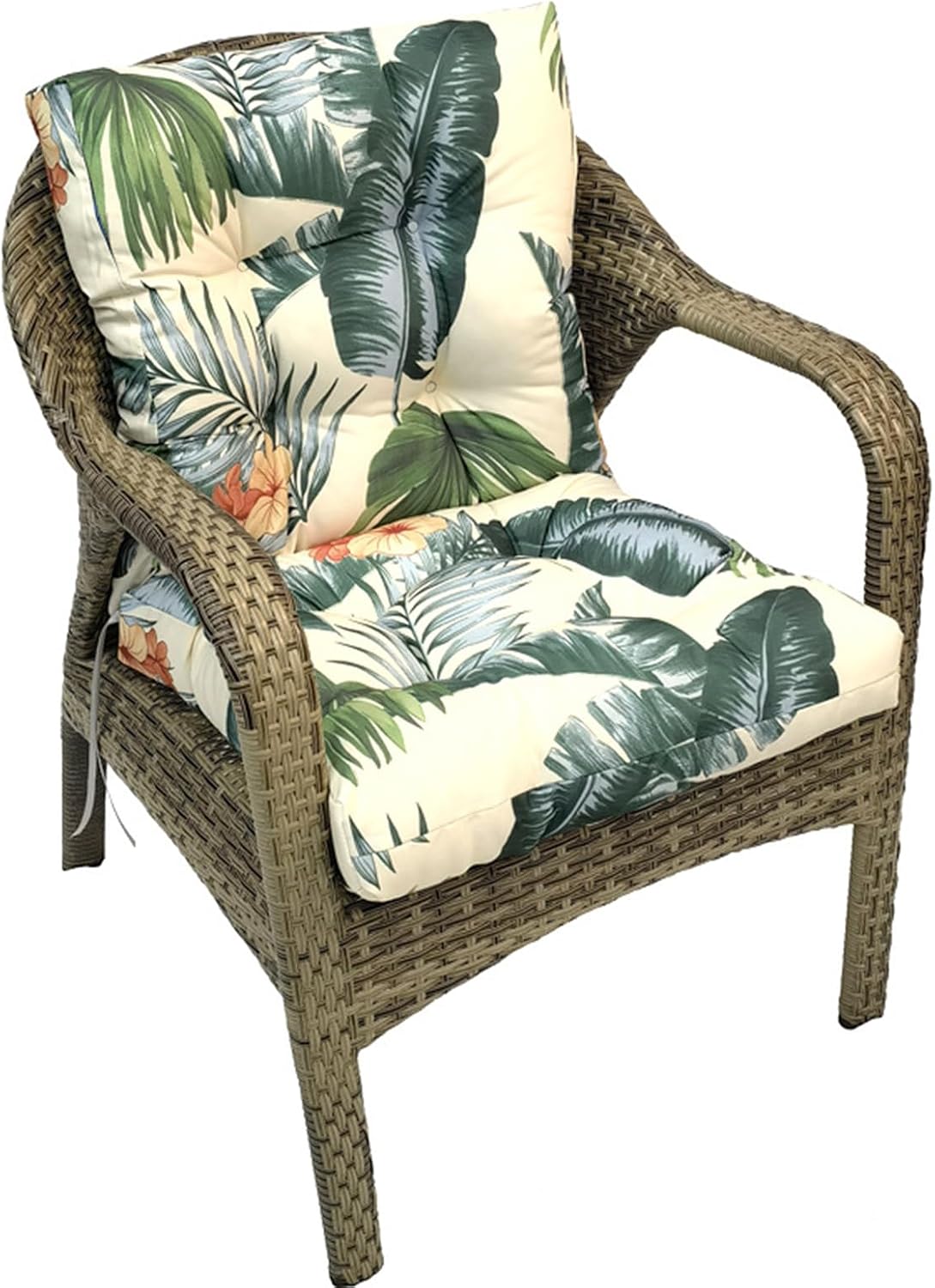 Outdoor Chair Cushions Waterproof Floral Tufted Lawn Wicker Chair Cushion for Patio Furniture Indoor Rocking Chair Pad 41.7"*20.8"*3.5" Hawaii