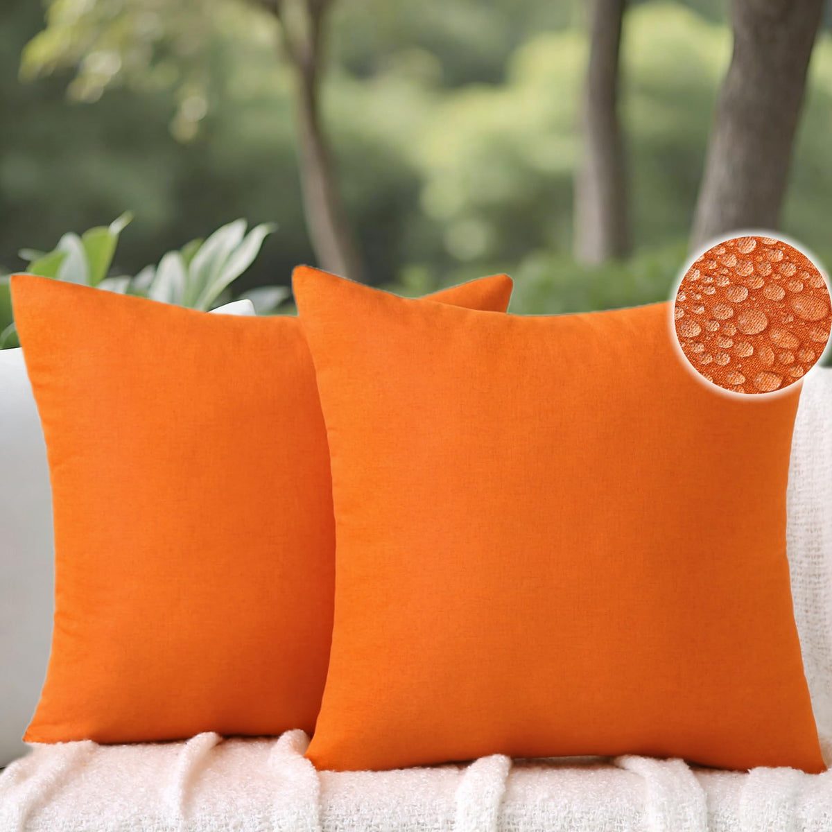 Outdoor Throw Pillows with Inserts, Waterproof Pillows for Outdoor Seating, Square Decorative Garden Cushion for Patio Furniture, Bed, Couch, Sofa(Red, 18" x 18" (Pack of 2))