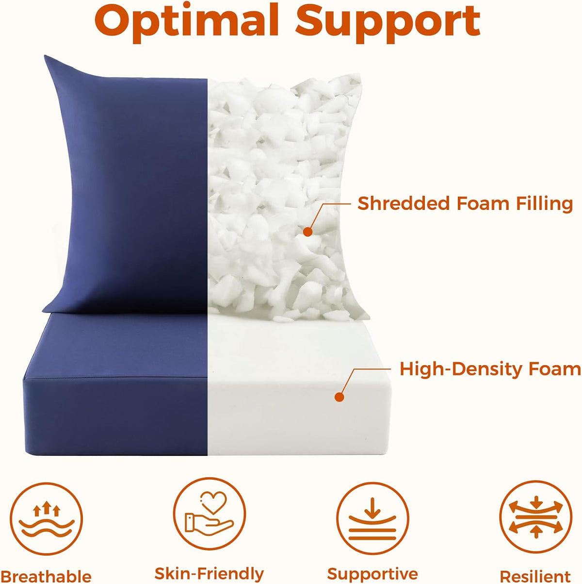 Deep Seat Patio Cushions Set of 2, 24x24x5.75 Inch, Waterproof Outdoor Chair Cushions, Fade Resistant Patio Furniture Cushions with Ties for Couch, Sofa, Lawn, Outside, Navy Blue