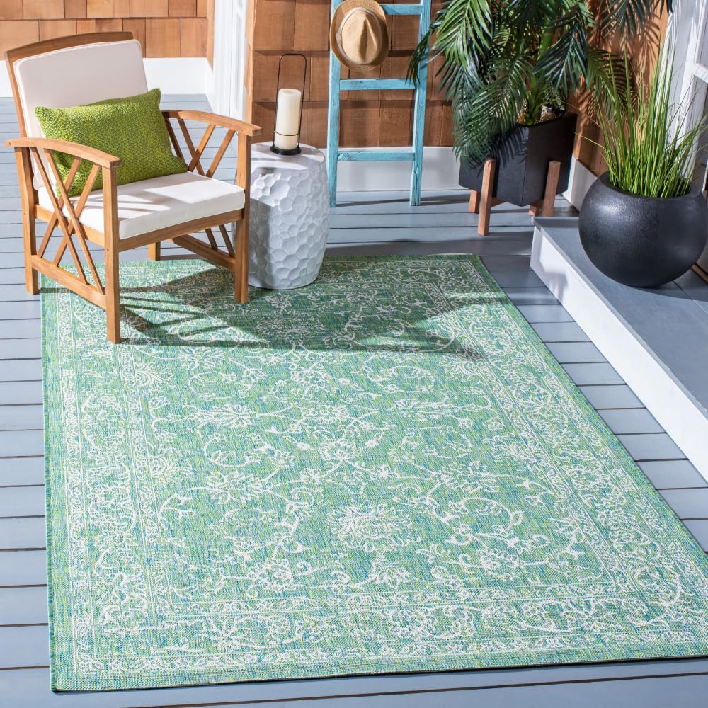 SAFAVIEH Courtyard Collection 8' x 10' Turquoise CY8680 Indoor/ Outside Waterproof Easy cleansingPatio Backyard Mudroom Area Mat