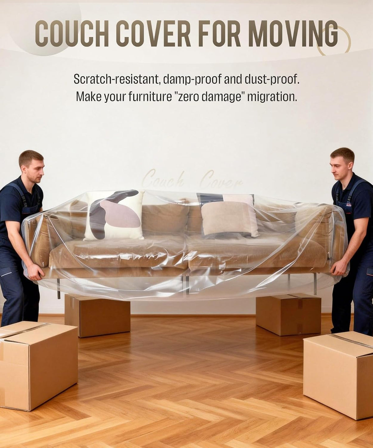 Magicheap Plastic Couch Cover 2 Pack, 150" H x 47" W, Clear
