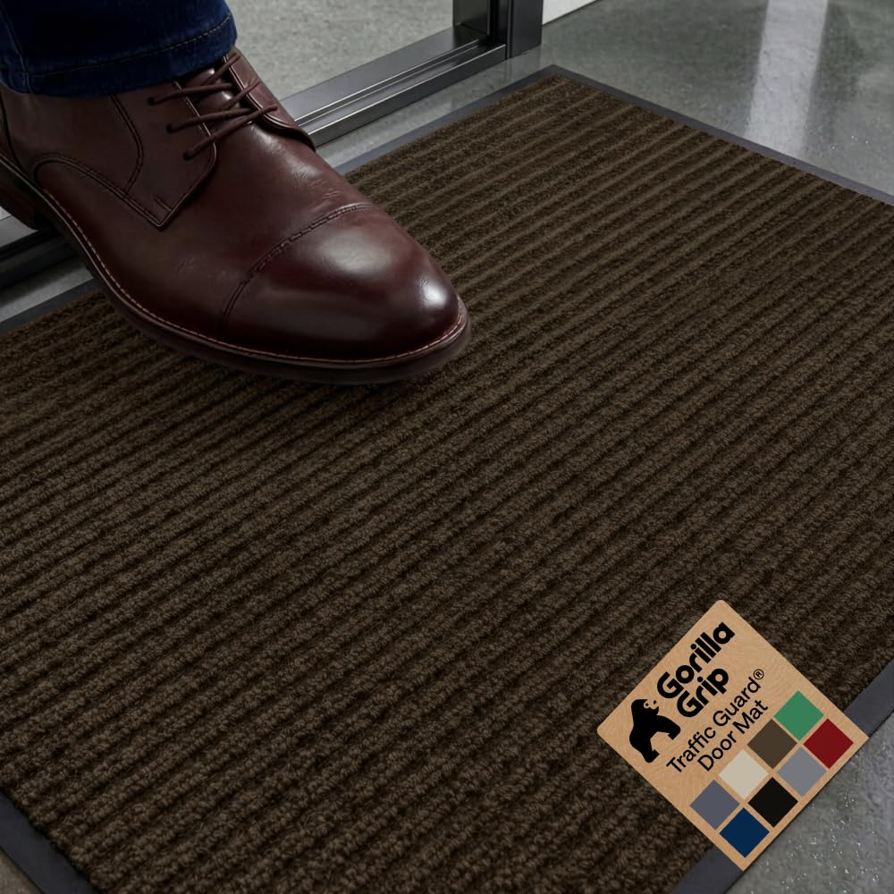 GORILLA GRIP Traffic Guard Indoor Outdoor Heavy Duty Door Mat, 72x48 Black