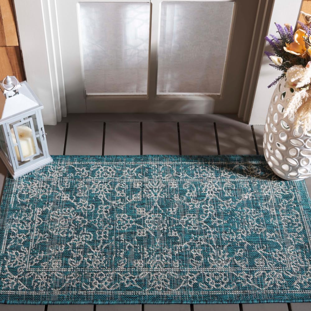 SAFAVIEH Courtyard Collection 8' x 10' Turquoise CY8680 Indoor/ Outside Waterproof Easy cleansingPatio Backyard Mudroom Area Mat
