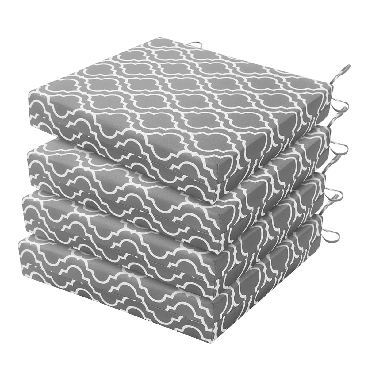 HARBOREST Outdoor Chair Cushions Set of 4, Water Resistant Patio Chair Cushions with Ties, Outdoor Seat Cushions for Patio Furniture, 17"x16"x2", Black/White Diamond
