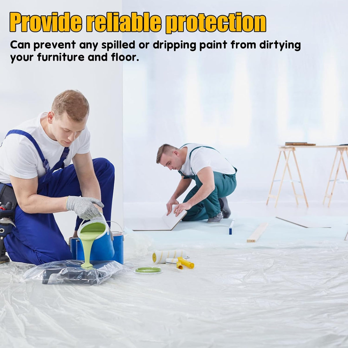 8 Pack Extra Large Plastic Drop Cloths for Painting Disposable Plastic Cover