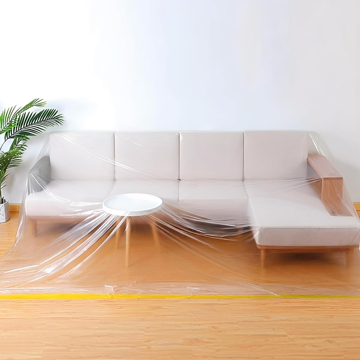 146in Plastic L-Shape Sectional Couch Cover Moving & Storage Bag