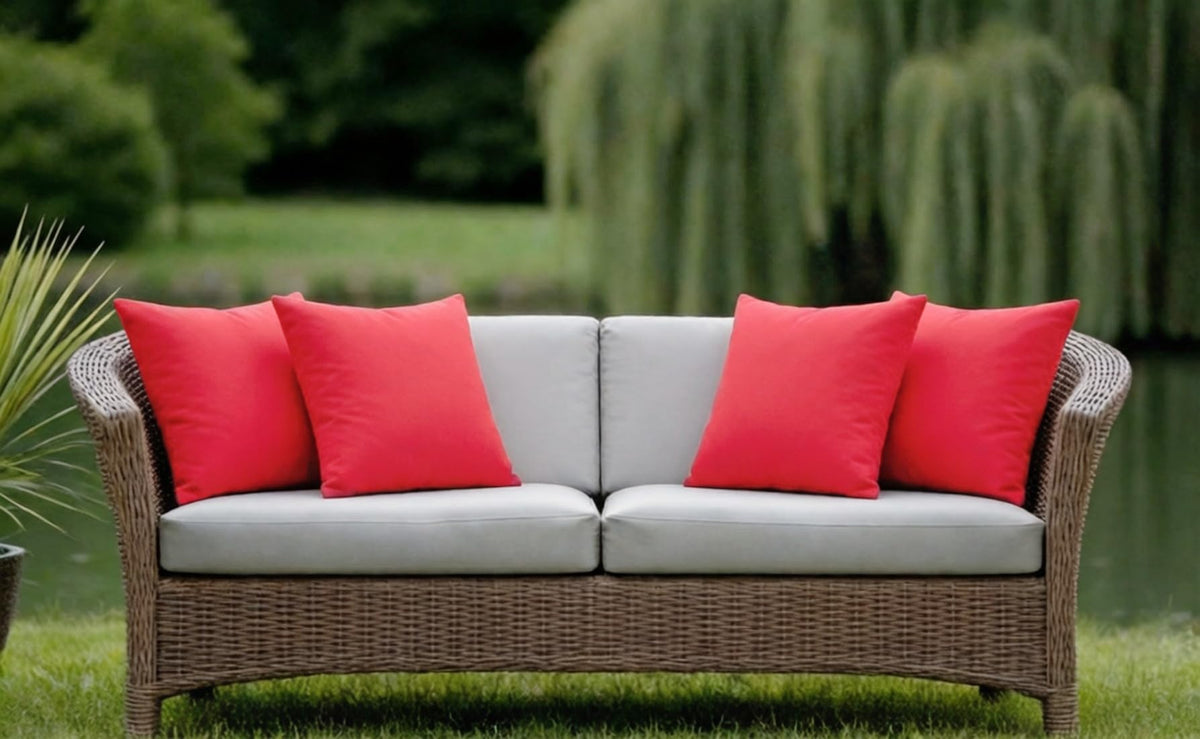 Outdoor Throw Pillows with Inserts, Waterproof Pillows for Outdoor Seating, Square Decorative Garden Cushion for Patio Furniture, Bed, Couch, Sofa(Red, 18" x 18" (Pack of 2))
