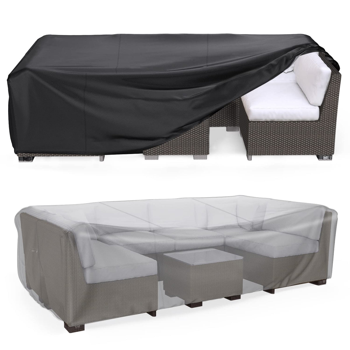 Mrrihand Outdoor Patio Furniture Covers Waterproof 90"Lx62"Wx28"H Black