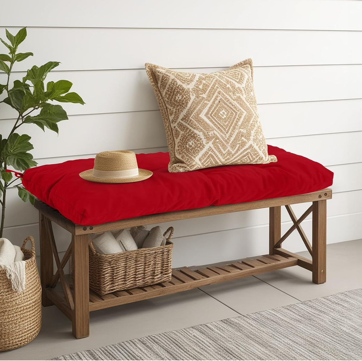 Outdoor Bench Cushion Waterproof, Tufted Bench Seat Cushion