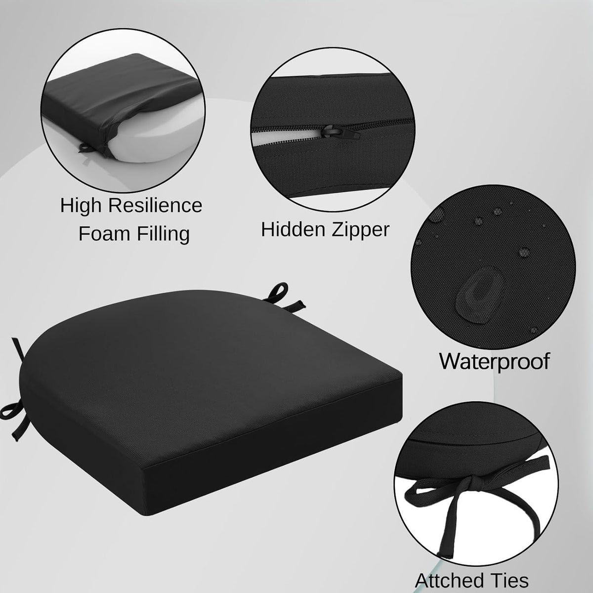 idee-home Outdoor Chair Cushions Set of 4, 17 x 17 Outdoor Seat Cushions