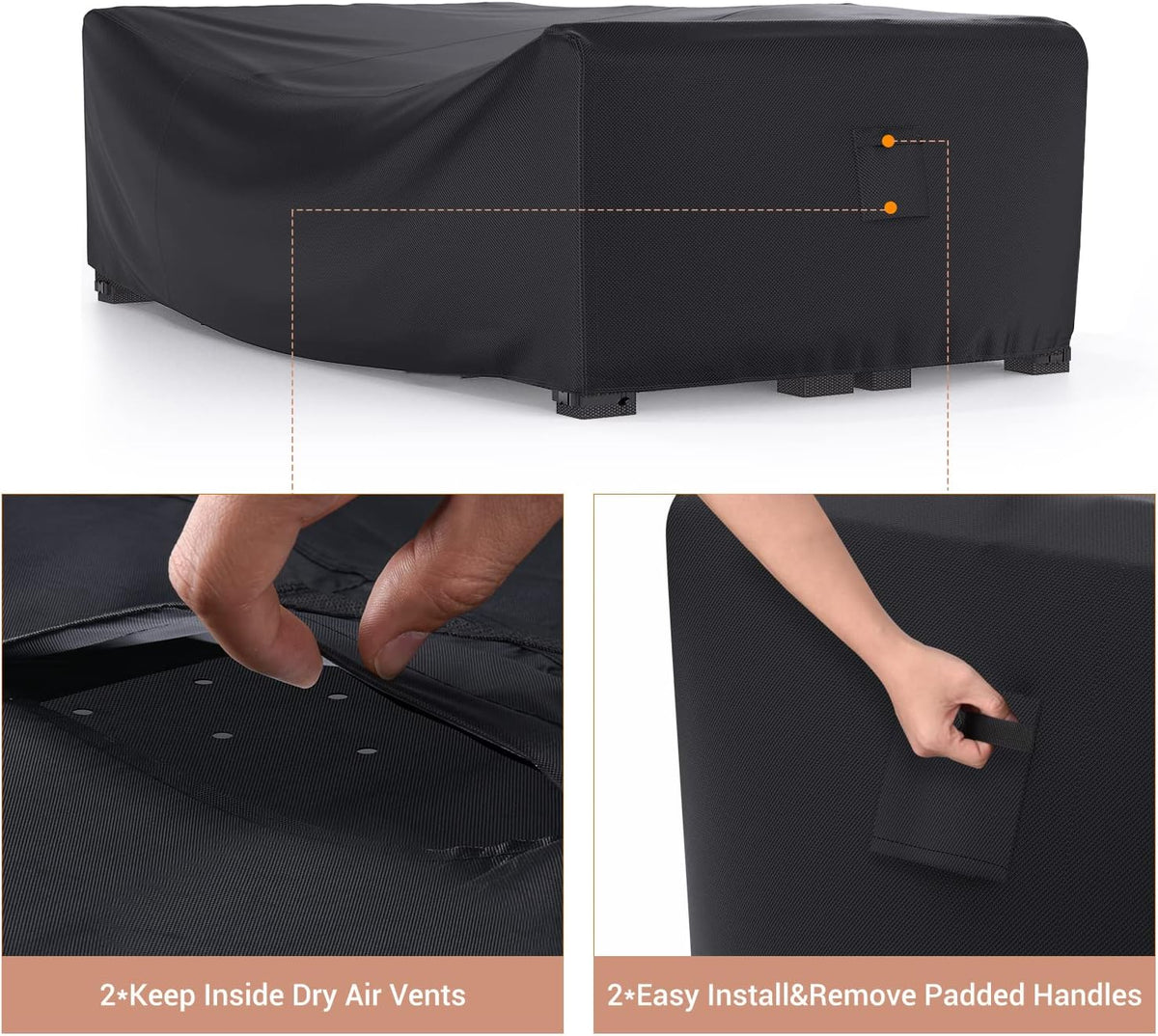 Mrrihand Outdoor Patio Furniture Covers Waterproof 90"Lx62"Wx28"H Black